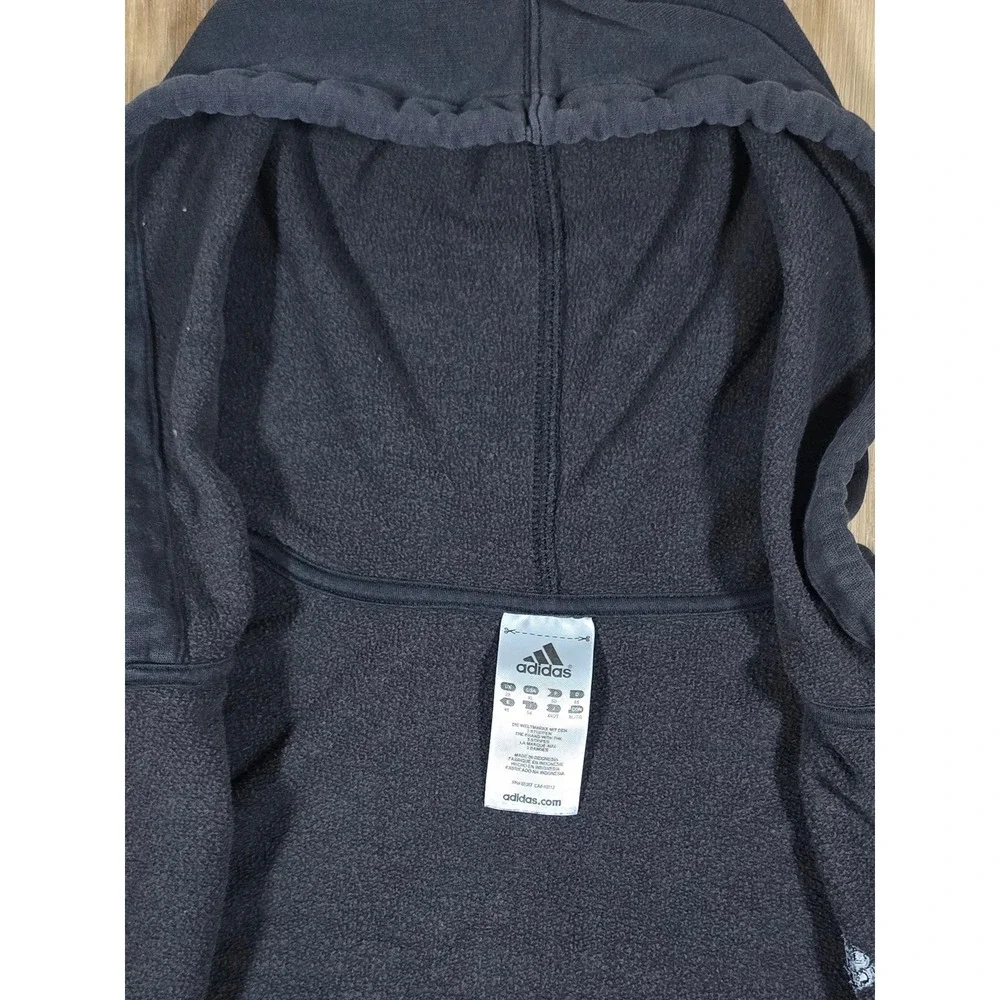 Vintage Adidas Y2K Style Distressed Mild Thrashed Full Zip Faded Black Hoodie XL